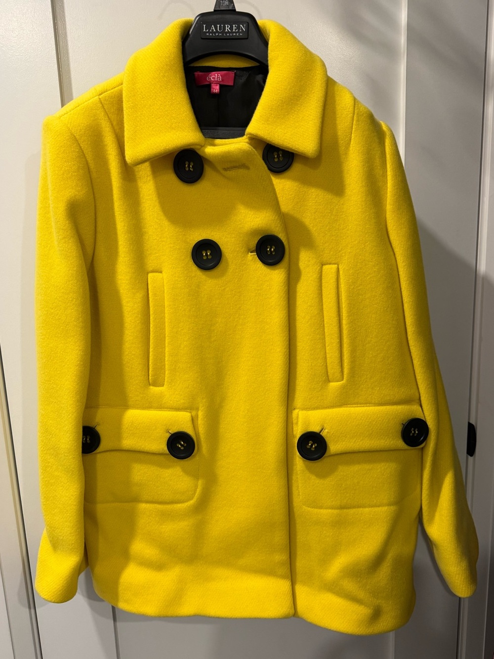 Women's ecla Yellow Double-Breasted Wool Peacoat